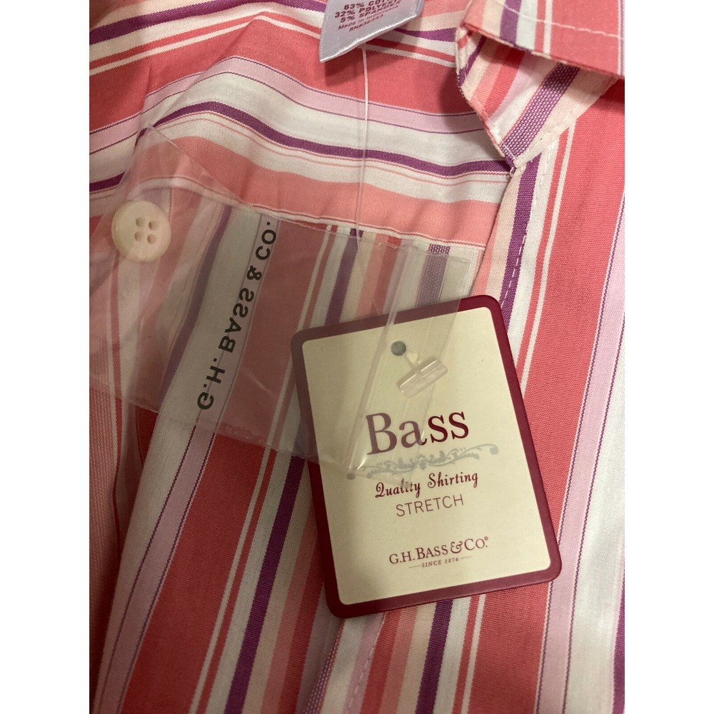 GH Bass & Co. Women's Shirt Small Stripe Button Up Stretch Lipgloss #1054 - Picture 5 of 6